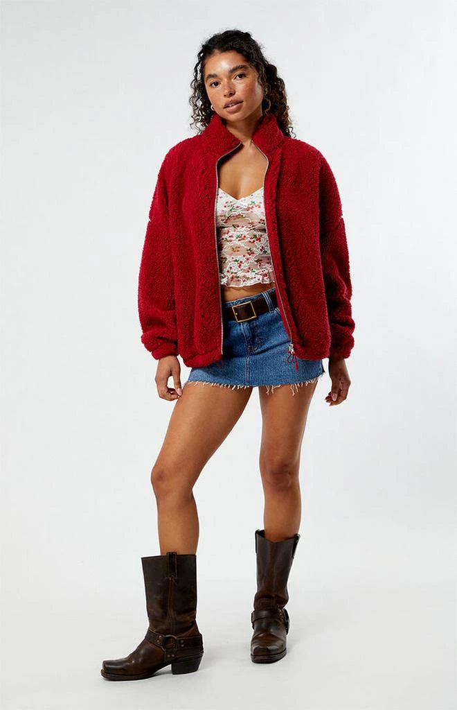 PacSun Sherpa Cropped Zip Up Jacket 4