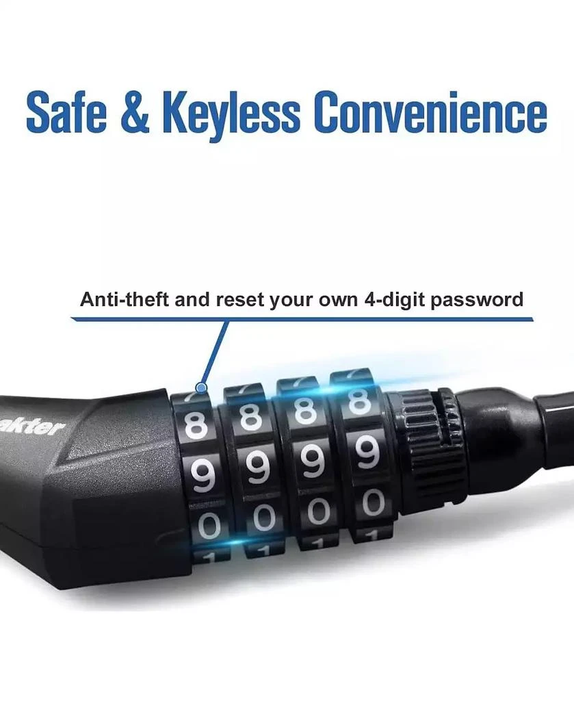 Urbanmax Bike Lock, Extra Long Straight Cable Lock 6ft with Resettable Combination, Unique Male Narrow Designed to Especially Suitable for Kayak, Scooter and Paddle Boards Canoe Jet Ski 4