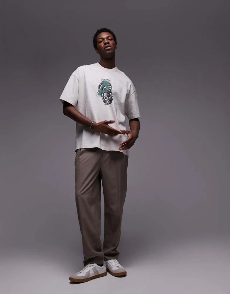 ALL SAINTS AllSaints Caduceus collegiate back graphic t-shirt in grey marl 2