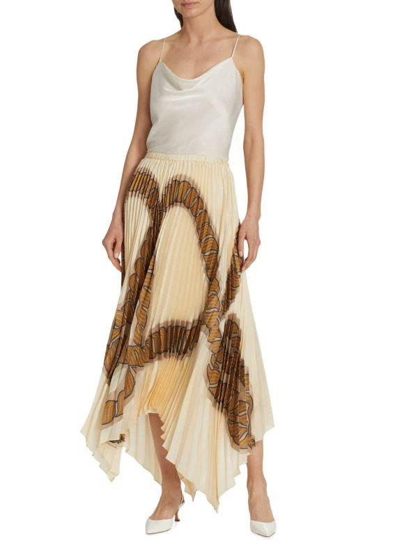 Lafayette 148 New York Rope-Print Pleated Silk Handkerchief Skirt 7