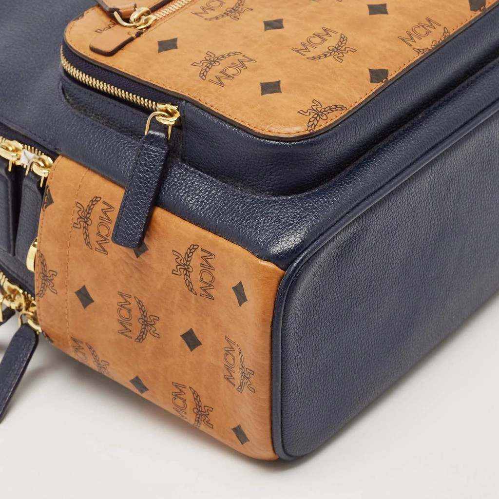 MCM MCM Navy Blue/Tan Leather and Stark Visetos Coated Canvas Backpack 14