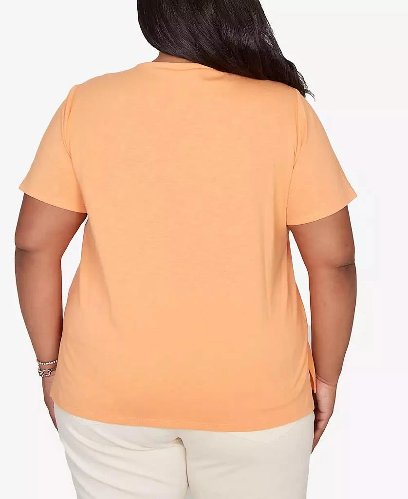 Alfred Dunner Plus Size Beachcomber Embroidered Floral Neck Short sleeve Top 5