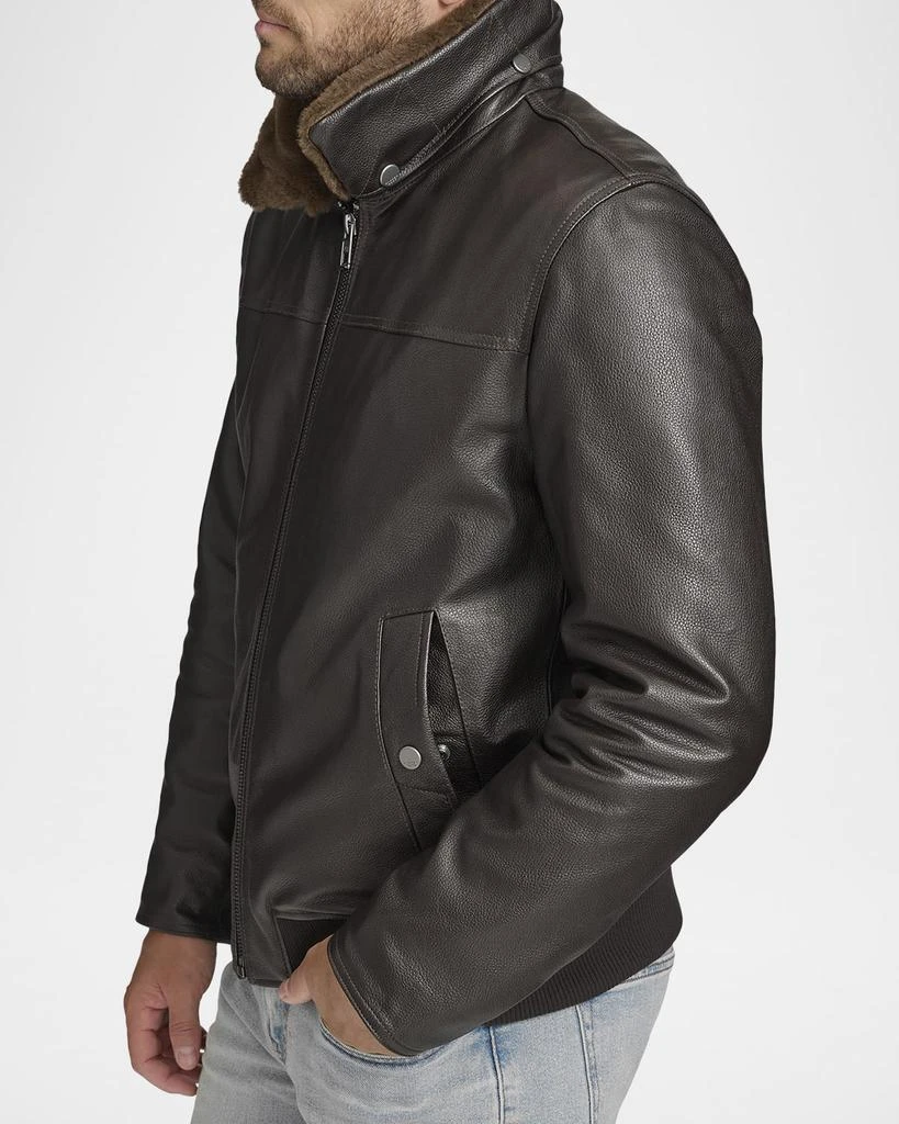 Andrew Marc Men's Leather Jacket with Removable Shearling Collar 2