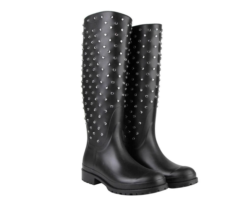 Yves Saint Laurent Women's  Rubber Rain Boots With Crystal Studs (35 EU / 5 US) 4