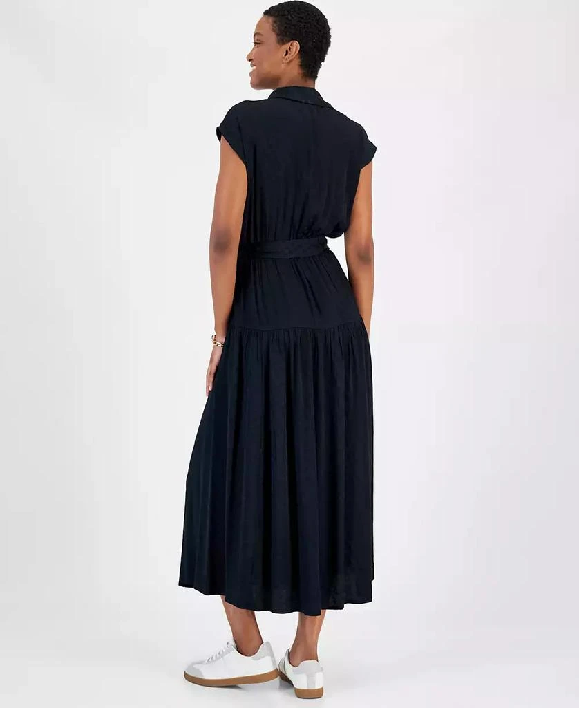 On 34th Women's Tonal Jacquard Cap-Sleeve Midi Shirtdress, Created for Macy's 4