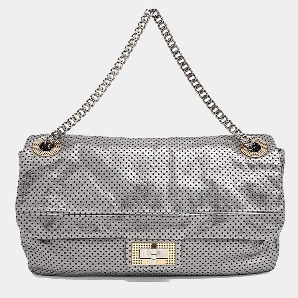 Chanel Chanel Metallic Silver Leather Purpo Chain Shoulder Bag