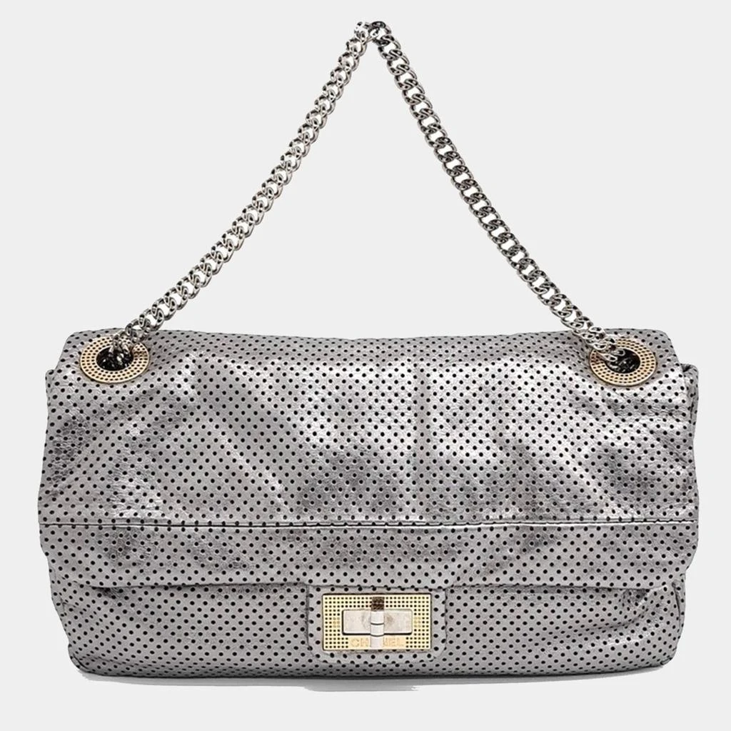 Chanel Chanel Metallic Silver Leather Purpo Chain Shoulder Bag 1