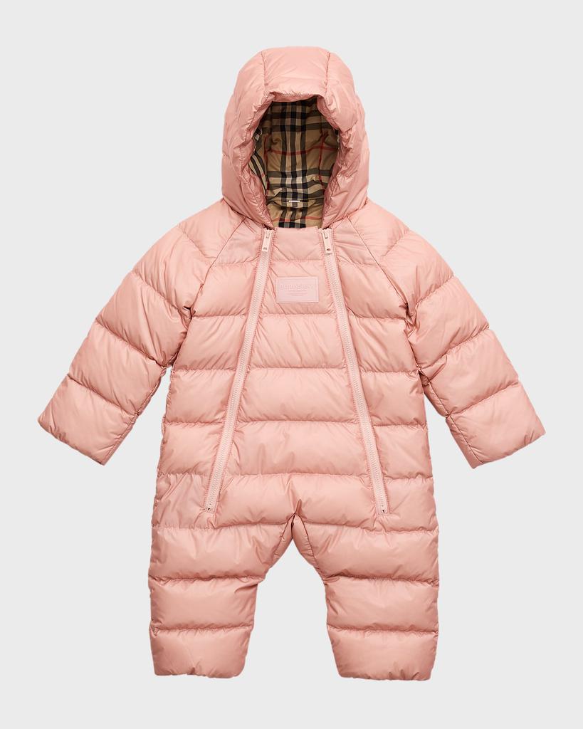 Burberry Girl's Rollo Logo Plaque Puffer Snowsuit, Size 3M-18M