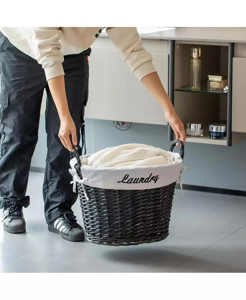 Wickerwise Handwoven Laundry Basket boho hamper with liner 
handles for clothes, blankets, towels. Perfect for bedroom, bath 
laundry room. 2