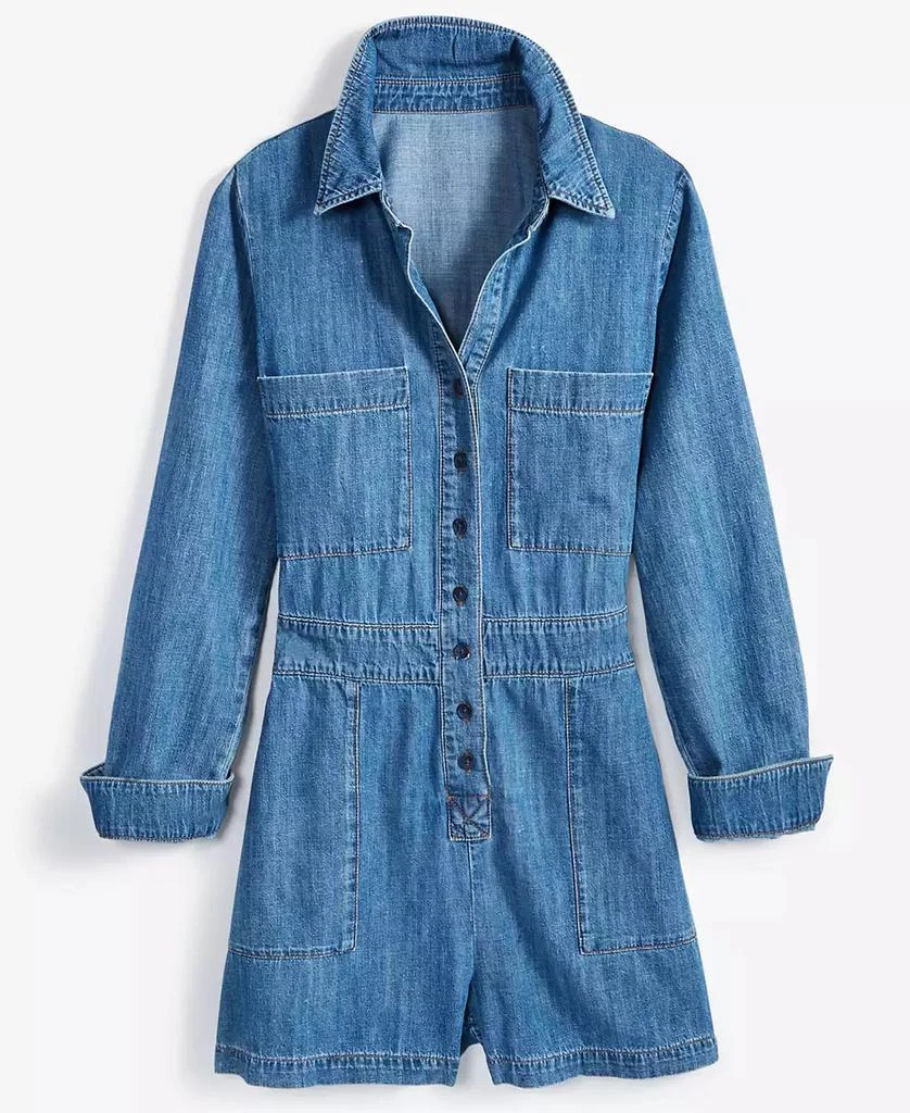 On 34th Women's Denim Long-Sleeve Utility Romper, Created for Macy's 5