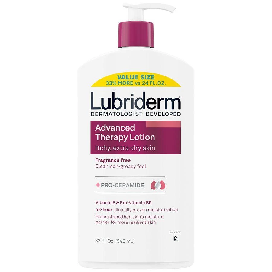 Lubriderm Fragrance-Free Moisturizing Hand & Body Lotion + Pro-Ceramide, Intense Hydration Fragrance Free