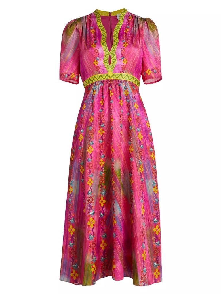 Saloni Tabitha Printed Silk Midi-Dress 1