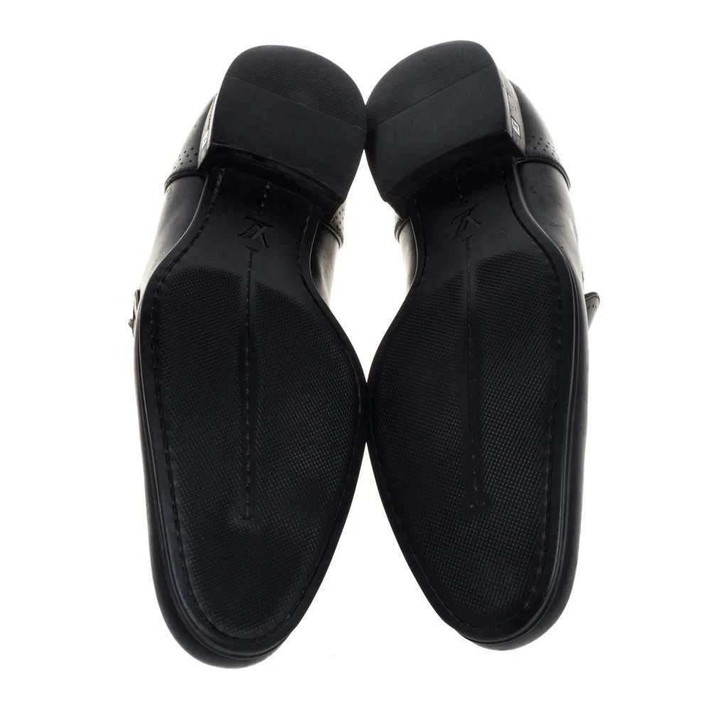 Louis Vuitton Louis Vuitton Black Leather Logo Perforated Slip On Loafers Size 40 6