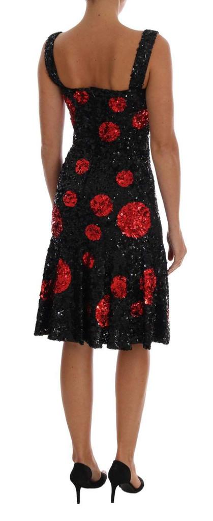 Dolce & Gabbana Dolce & Gabbana  Black Red Polka Sequined Shift Dress