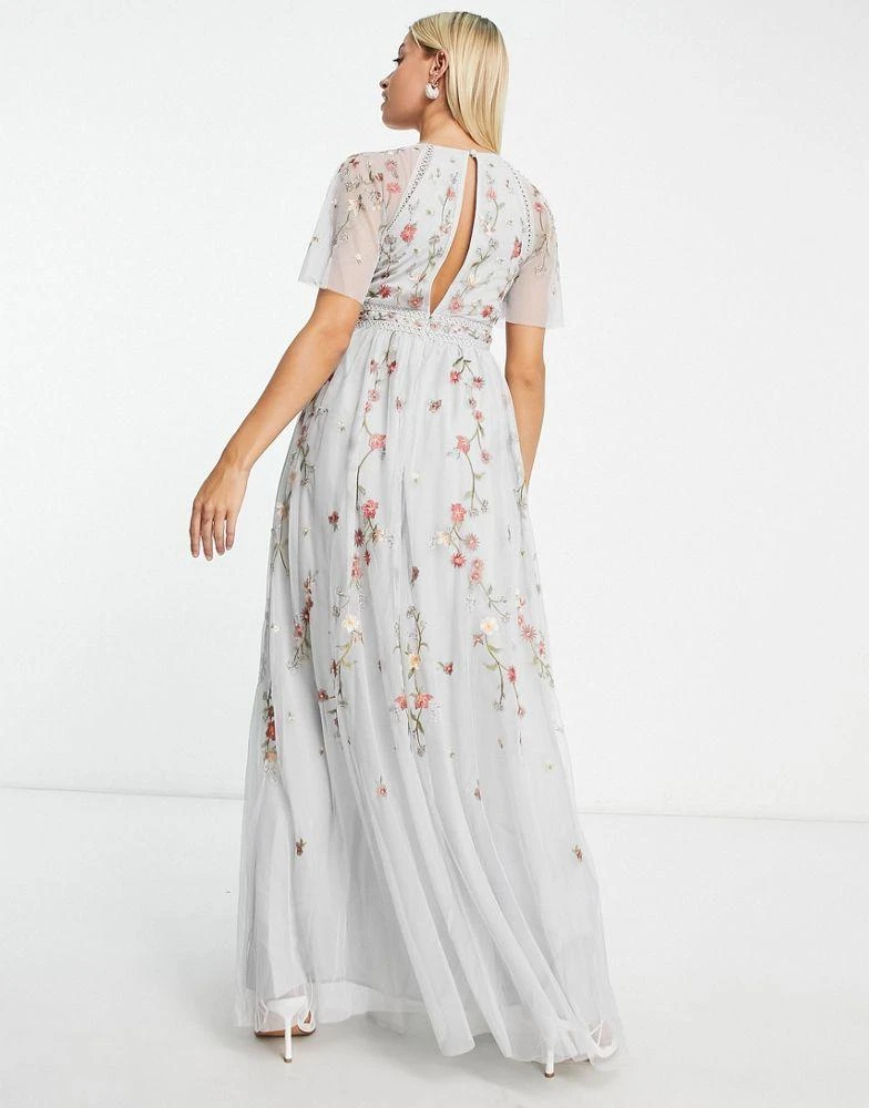 ASOS ASOS DESIGN Maternity Bridesmaid floral embroidered maxi dress with embellishment in soft blue 2