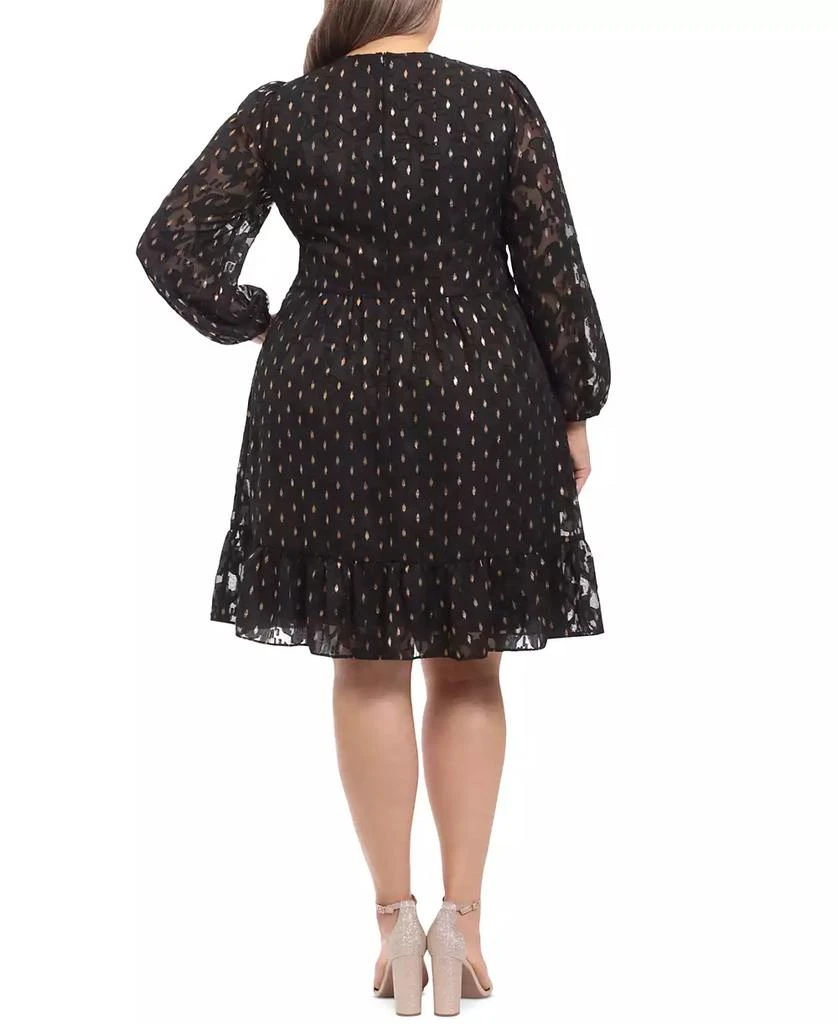 London Times Plus Size Clip-Dot Fit & Flare Dress 5