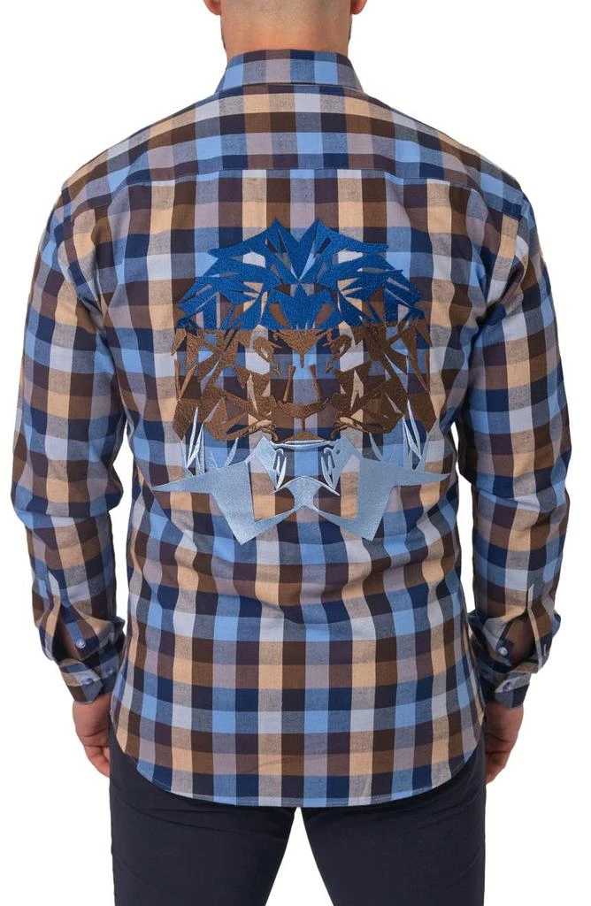 Maceoo Check Embroidered Cotton Flannel Shirt 3