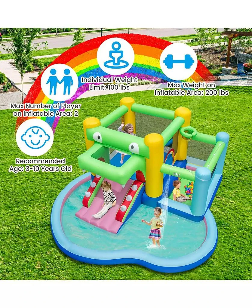Slickblue Inflatable Bounce House with Slide and Splash Pool Backyard ...