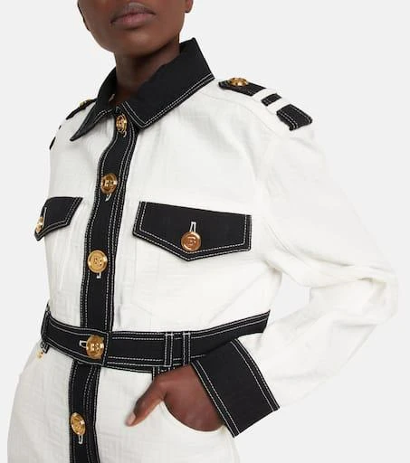 Balmain Embossed denim cropped jacket 5