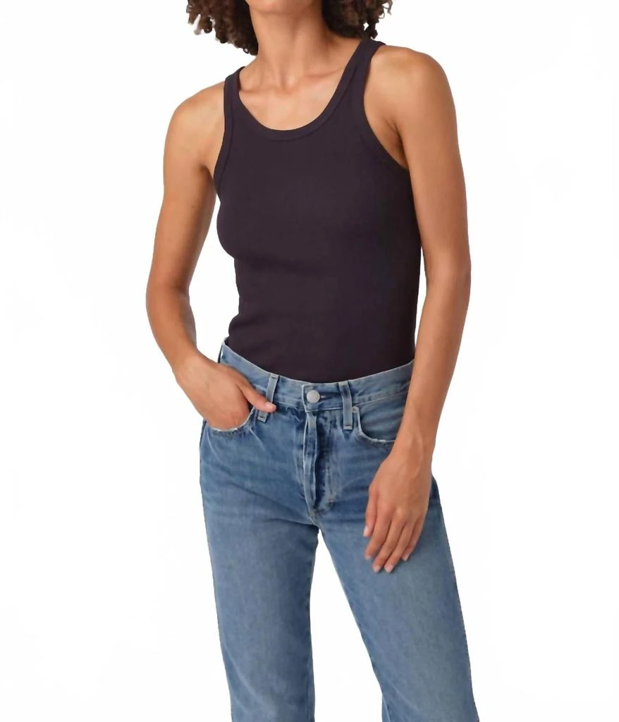 AMO Long Rib Tank Top In Vintage Black 3