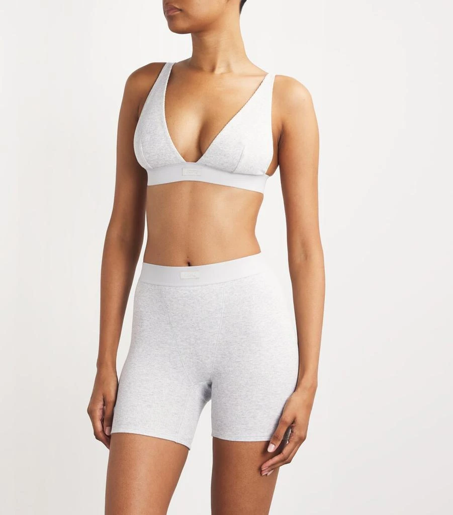 SKIMS Stretch-Cotton Ribbed Plunge Bralette 2