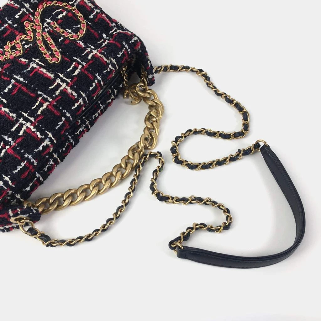 Chanel Chanel Red Black Tweed Calfskin Signe Bowling Bag 9