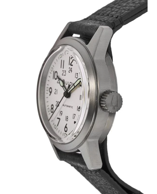 Bulova Bulova Hack Automatic Ivory Dial Black Leather Strap Men's Watch 96A246 3