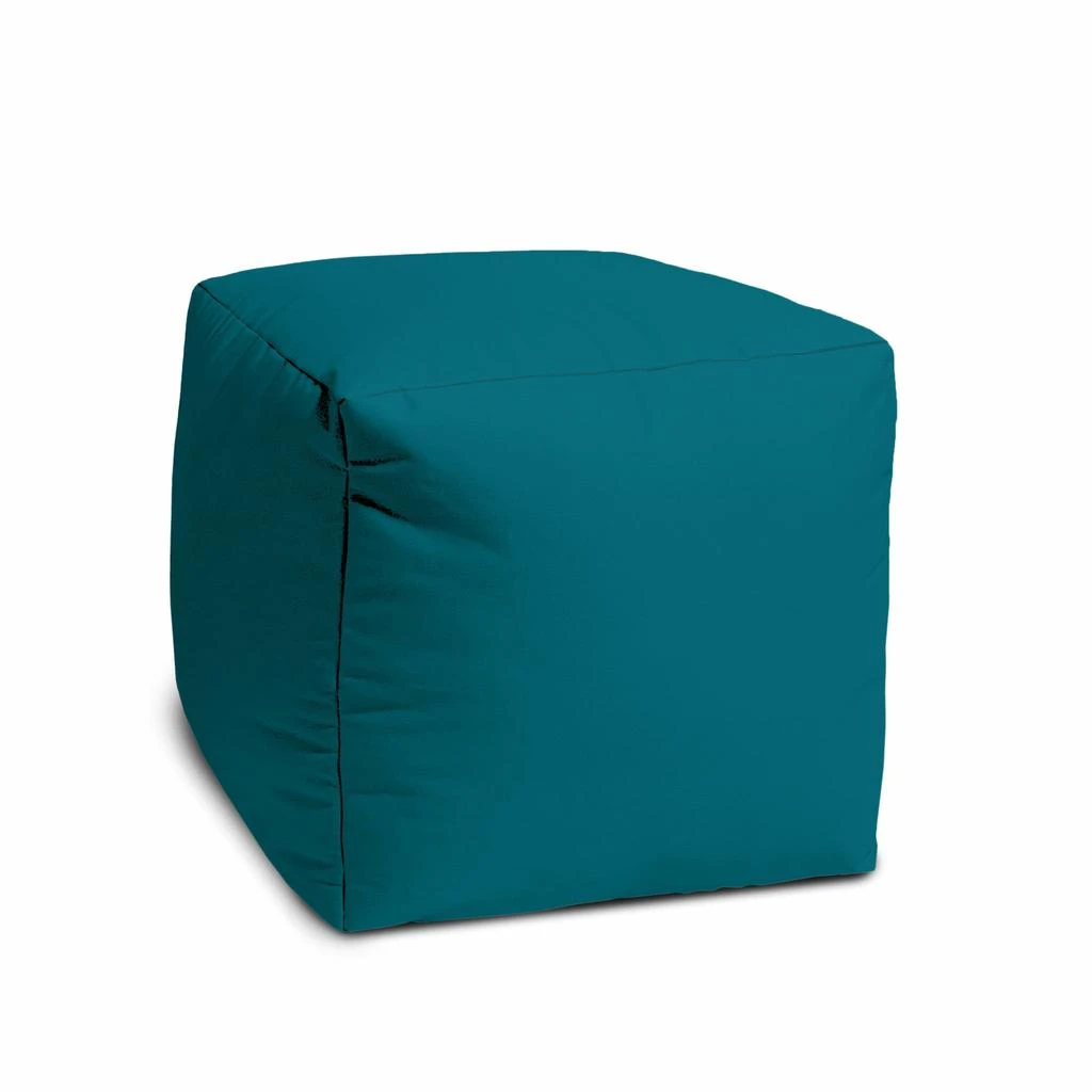 Homezia 17" Cool Dark Teal Solid Color Indoor Outdoor Pouf Ottoman 3