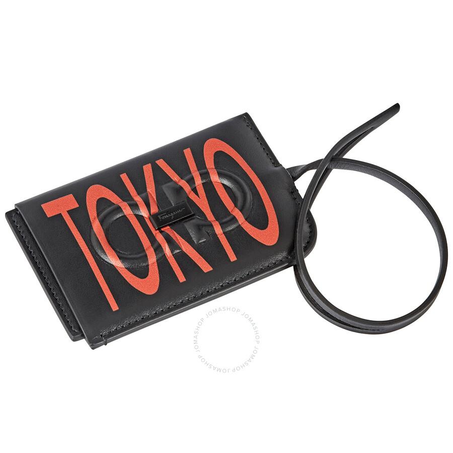 Salvatore Ferragamo Salvatore Ferragamo Black/Orange Tokyo ID Holder