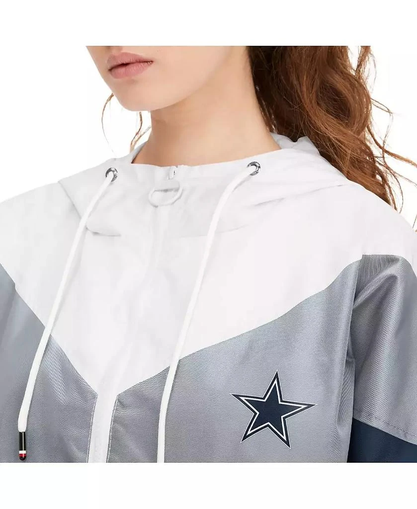 Tommy Hilfiger Women's White, Navy Dallas Cowboys Staci Half-Zip Hoodie Windbreaker Jacket 3