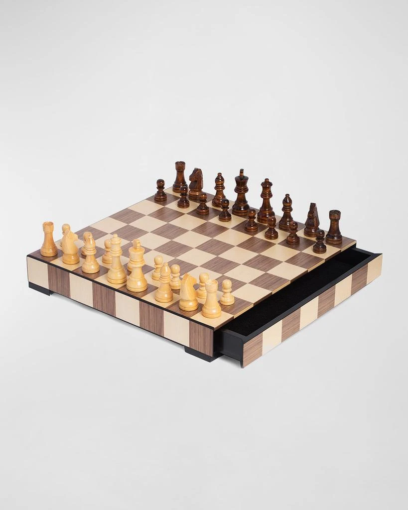Bey-Berk Wood Matte Inlay Chess/Checkers Set 1