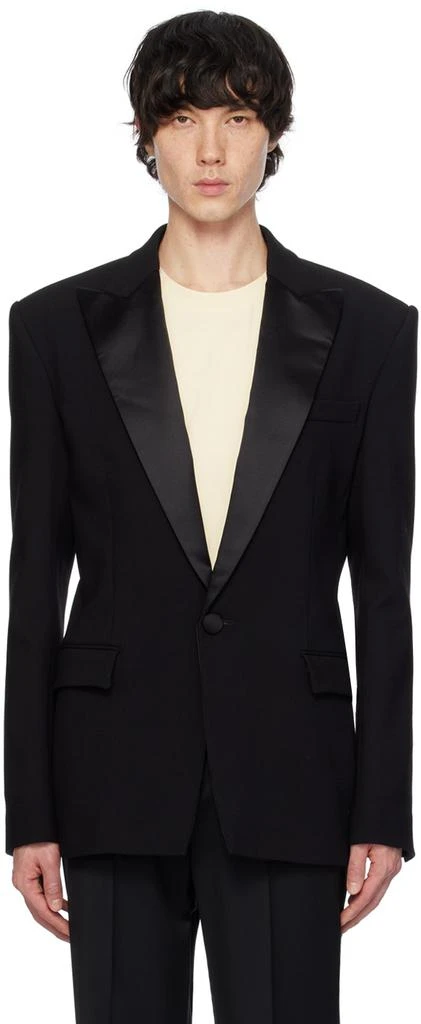Balmain Black Peaked Lapel Blazer 1