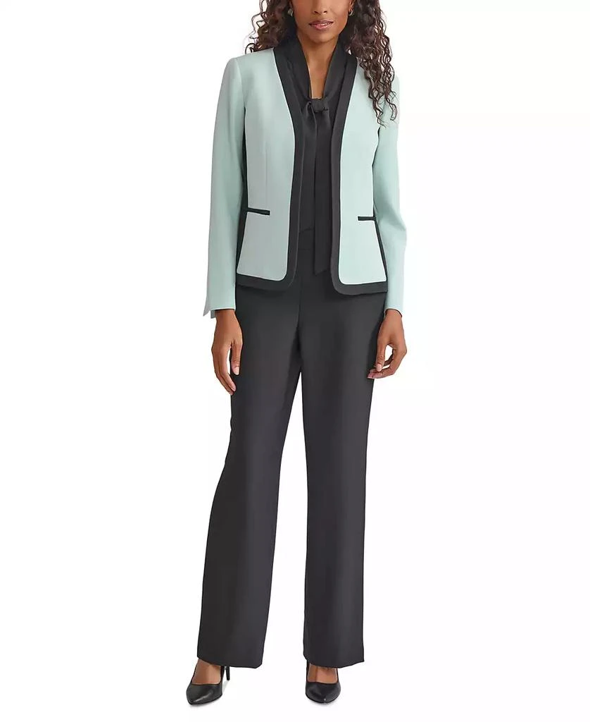 Kasper Women's Contrast-Trim Open-Front Blazer 4