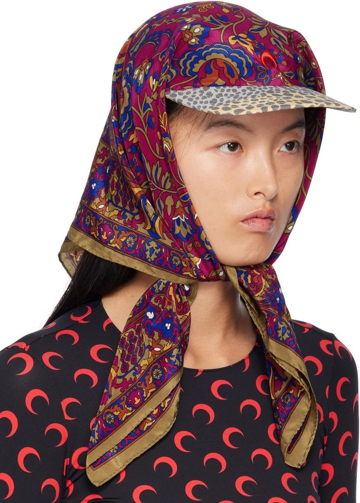 MARINE SERRE Multicolor Upcycled Silk Scarves Veiled Cap 2