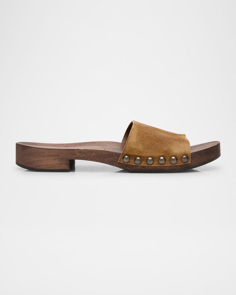 サンダル・ミュール MIU MIU Olive Green Suede Slippers Miu Miu OLIVE GREEN SUEDE SLIPPERS - Slippers - Compare