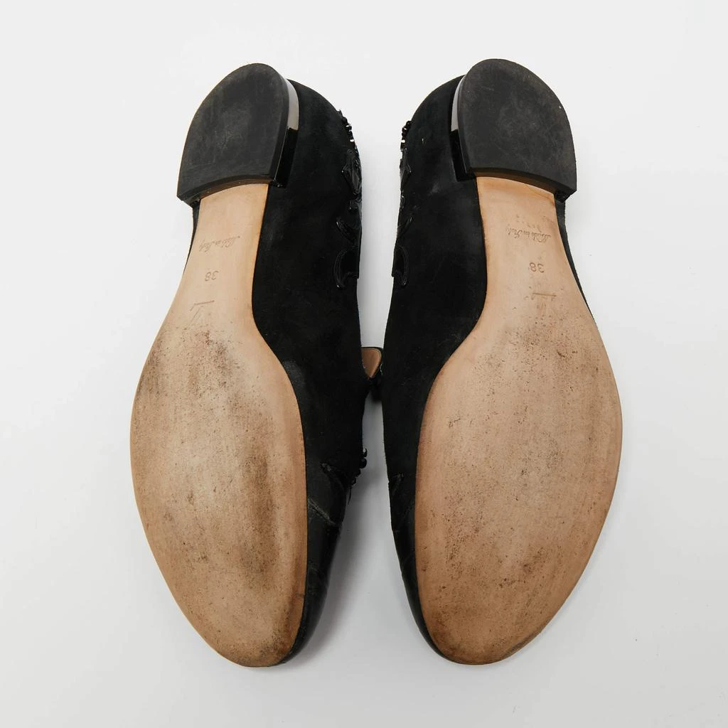 Louis Vuitton Louis Vuitton Black Beaded Suede And Crocodile Cap Toe Smoking Slippers Size 38 6
