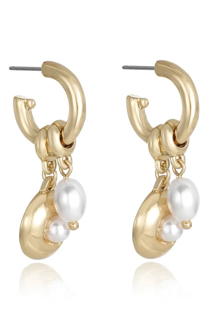 Ettika Jewelry Faux Pearl Charm Huggie Hoop Earrings 3