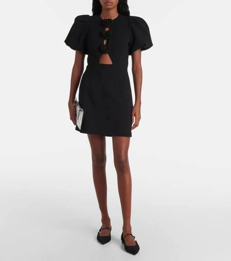 REBECCA VALLANCE Aubree floral-appliqué crêpe minidress 2