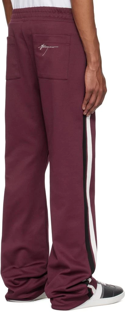 Salvatore Ferragamo Burgundy Contrasting Bands Sweatpants 3