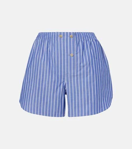 The Row Nicasia striped cotton poplin shorts 1