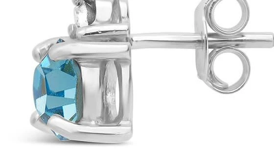 Sterling Forever Sterling Silver Birthstone Stud Earrings - March / Simulated Aquamarine 5