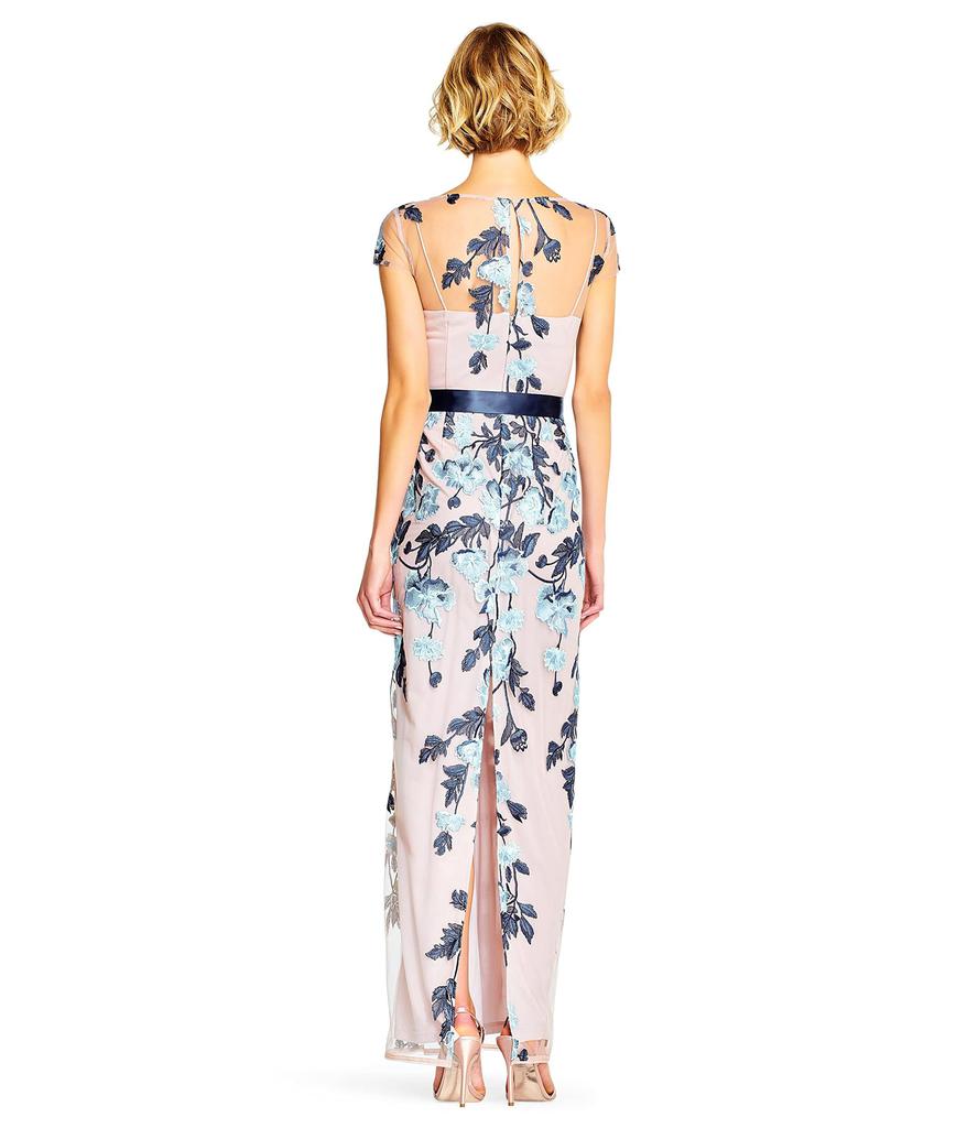 Adrianna Papell Cascading Floral Column Gown