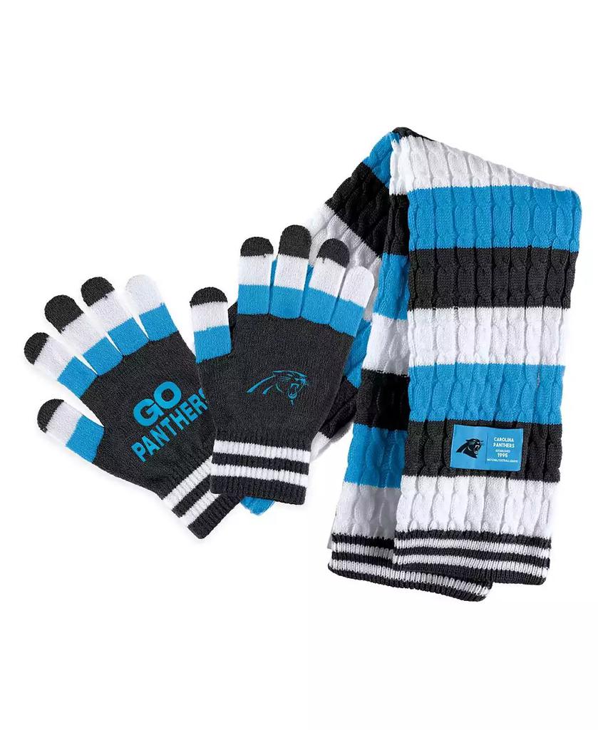 WEAR by Erin Andrews Women's Carolina Panthers Striped Scarf and Gloves Set