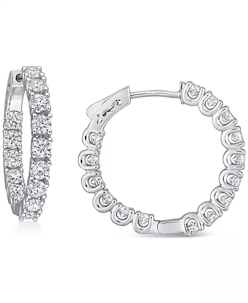Macy's Lab-Grown Moissanite In & Out Small Hoop Earrings (3 ct. t.w.) in Sterling Silver, 1"