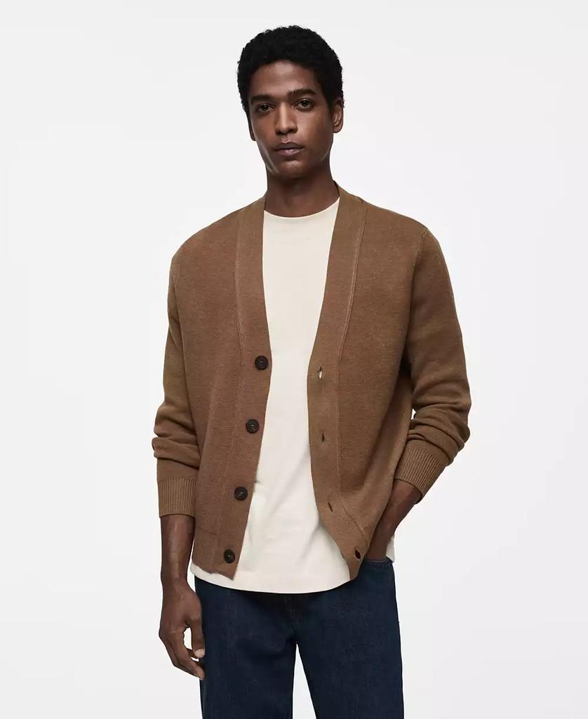 Mango Men's Knit Button-Down Cardigan