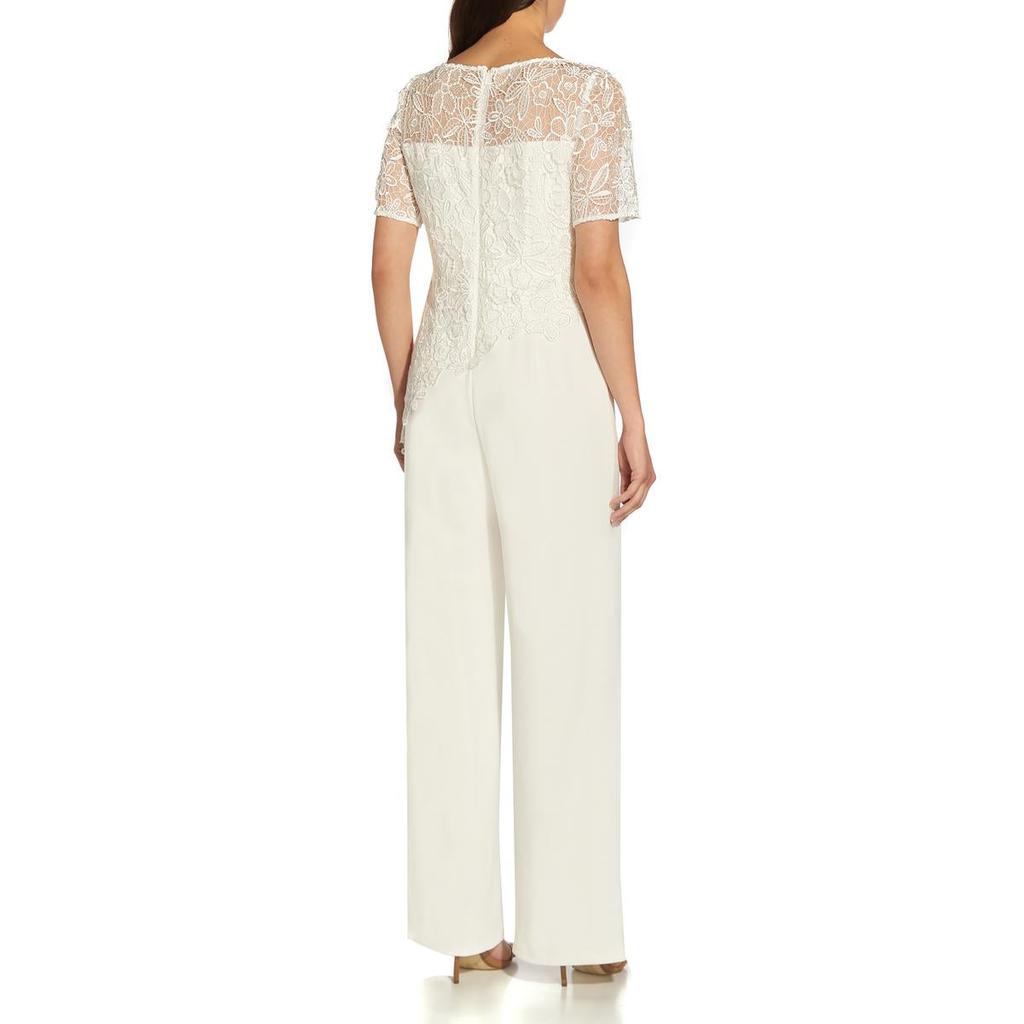 Adrianna Papell Petites Womens Lace Crepe Jumpsuit