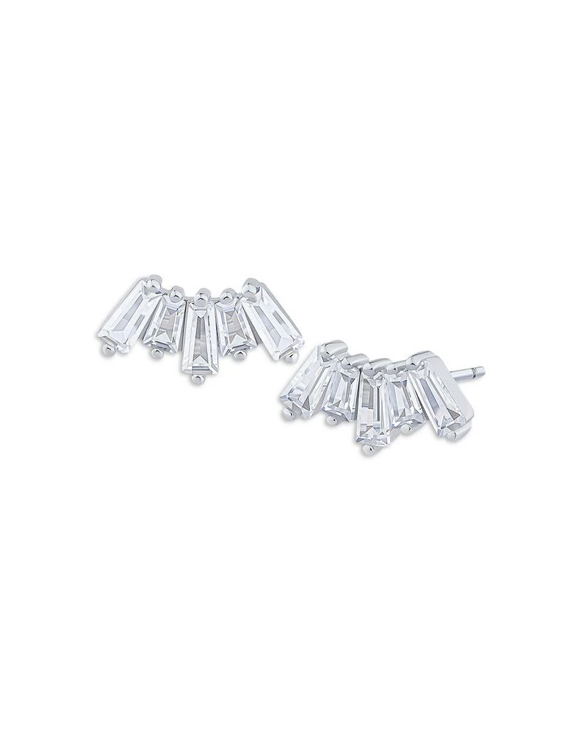 Kenneth Jay Lane Baguette Cubic Zirconia Fan Stud Earrings 1