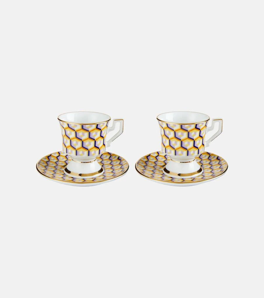 LA DOUBLE J Cubi Giallo set of 2 espresso cups and saucers 1