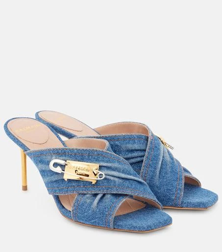 Balmain 75 embellished denim mules 1