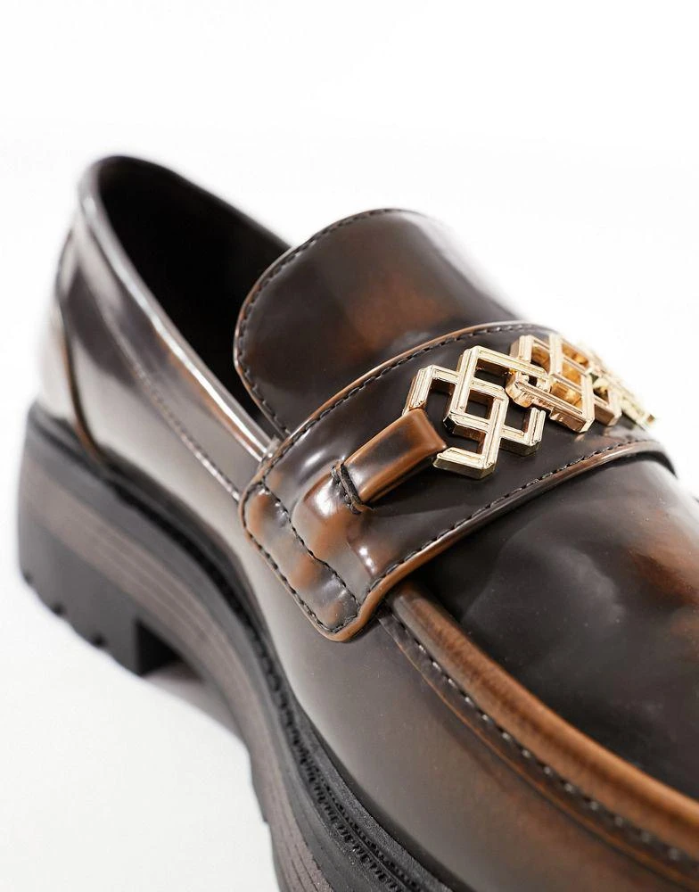 ASOS ASOS DESIGN chunky brown loafers in faux leather 3